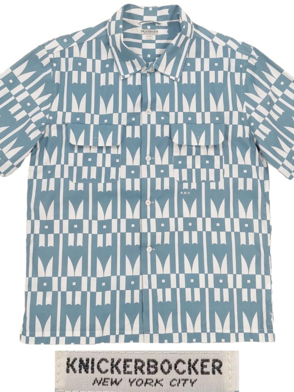 Knickerbocker NYC Flapjack Shirt Sz M 'Spades' Camp Collar Button Short Sleeve